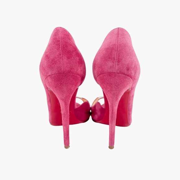 Christian Louboutin Deepik 120 Pumps EU 37.5 US 7.5 Pink Suede Wiggle Heel Shoe - Picture 6 of 11